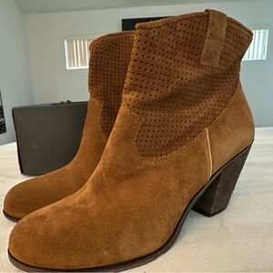 Vince Camuto Tan Suede Perforated Heeled Boots